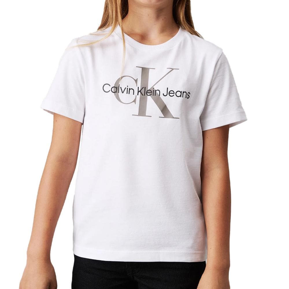T-shirt Blanc Fille Calvin Klein Jeans Monogram 1