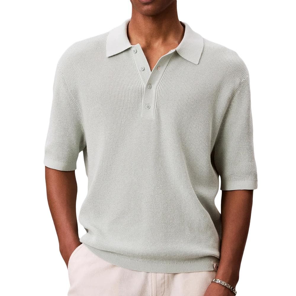 Polo Gris Homme Calvin Klein Jeans Waffle 1