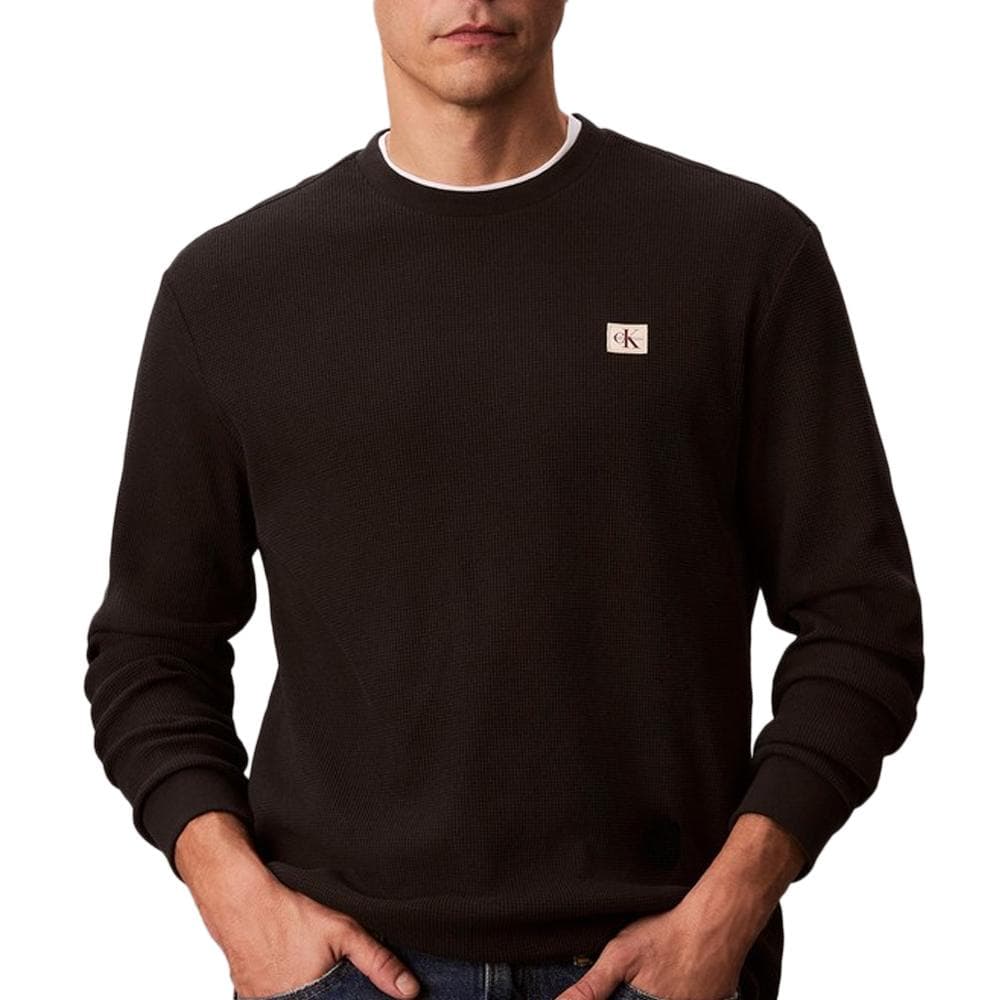 Sweat Noir Homme Calvin Klein Jeans Waffle Badge 1