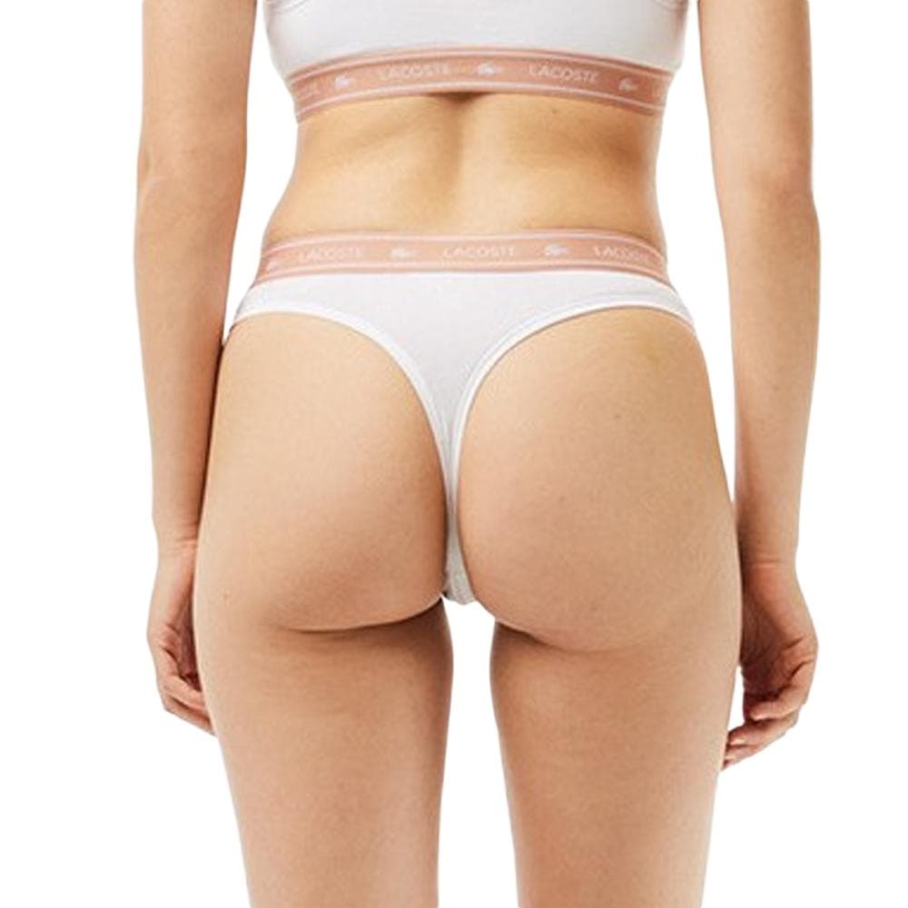 Tanga Blanc/Rose Femme Lacoste More 3