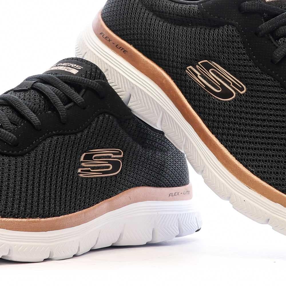 Chaussures de Sport Noir/Or-Rose Femme Skechers Flex Appeal 7
