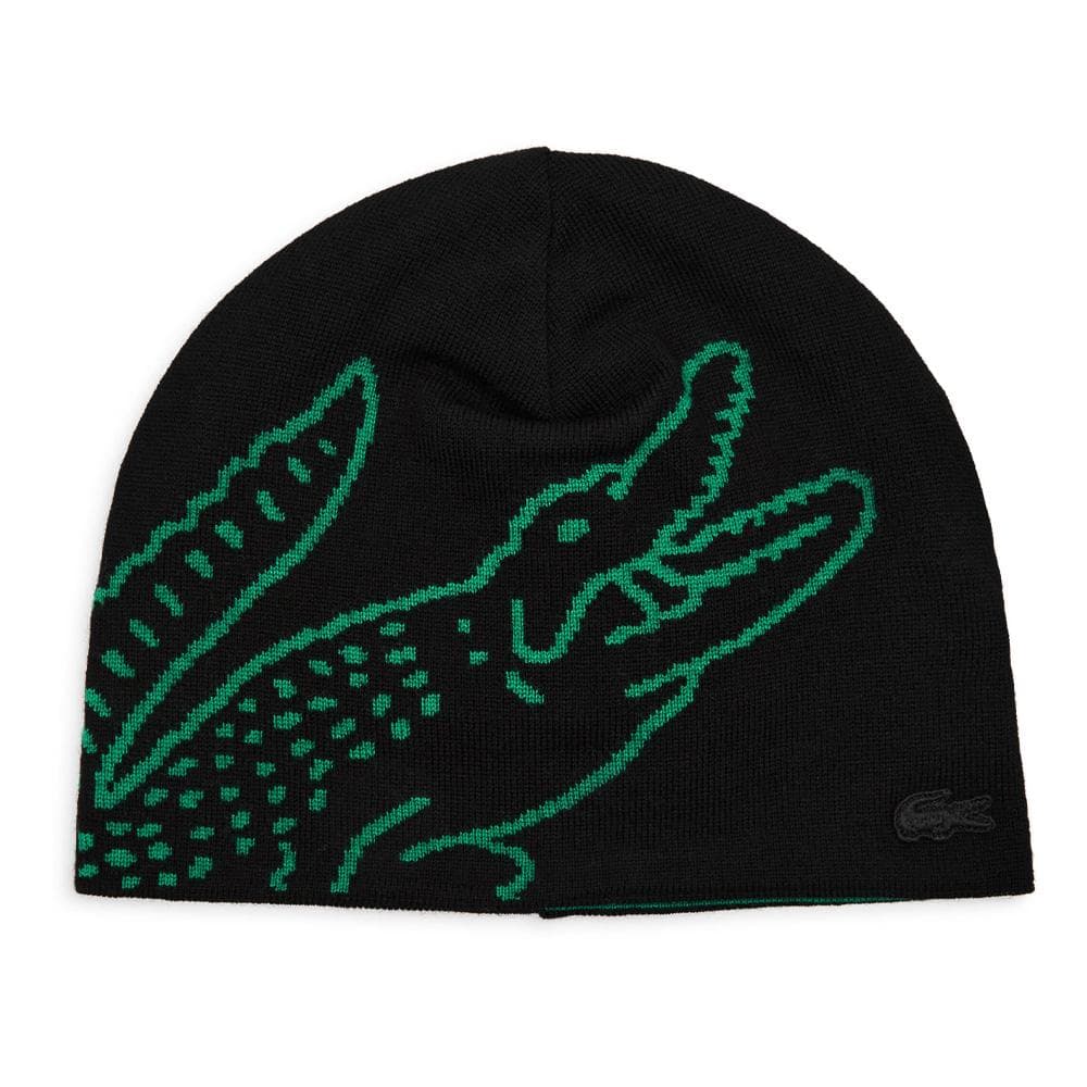 Bonnet Noir/Vert Homme Lacoste Broderie 1