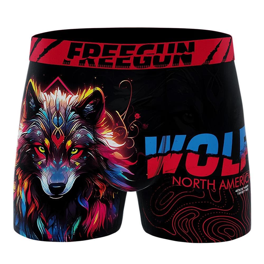 Boxer Noir/Rouge Garçon Freegun Loup 1