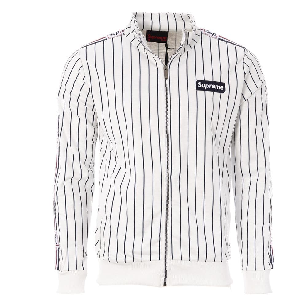 Veste Zippé Blanche Homme Supreme Grip STRIPES 1