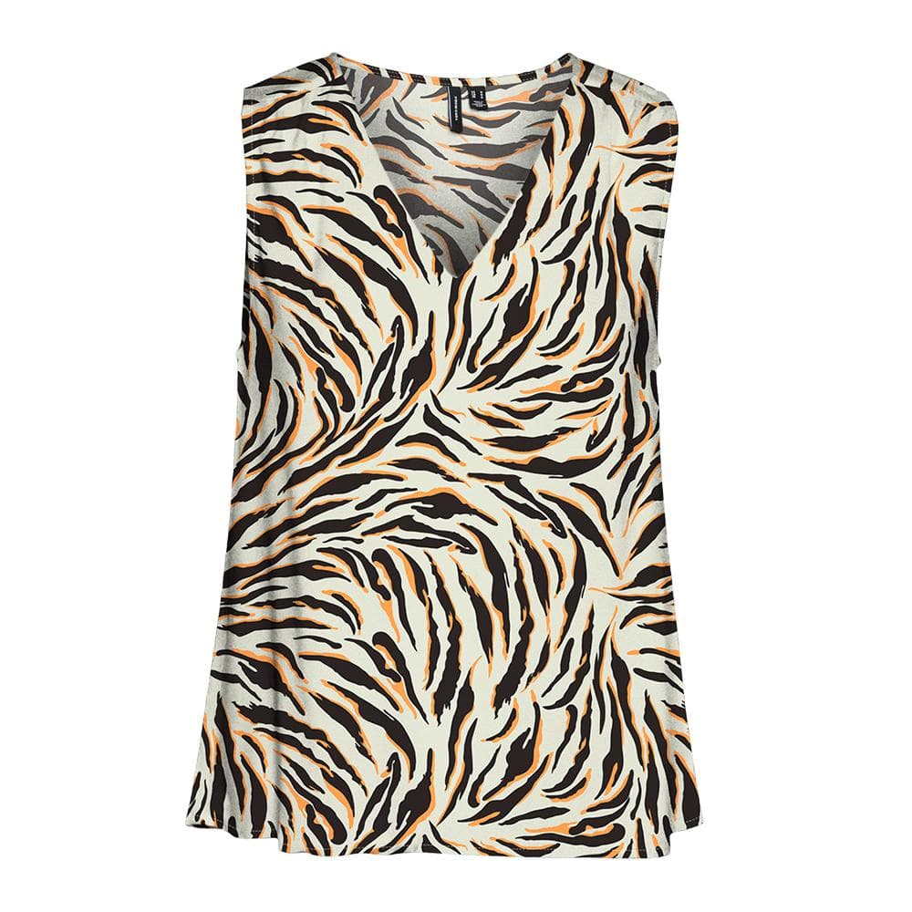 Blouse Beige/Noir/Orange à Motifs Femme Vero Moda Easy Joy 1