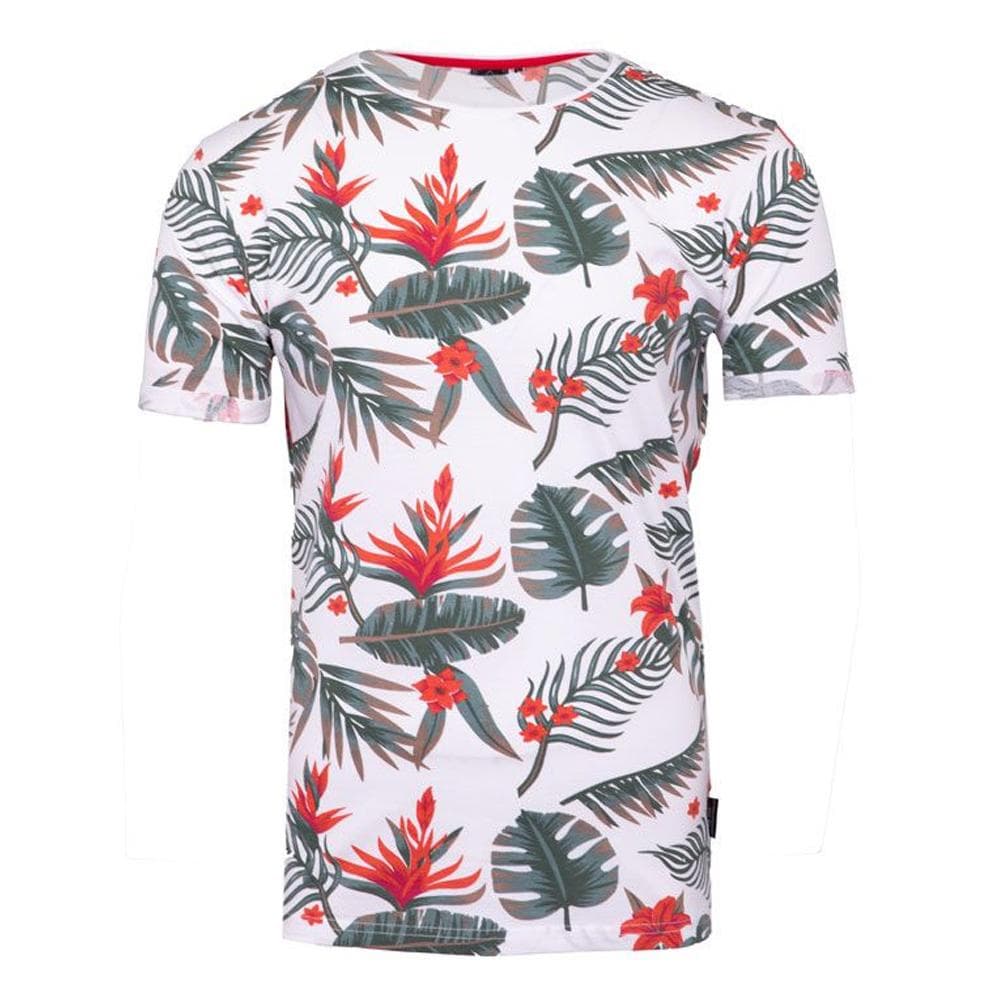 T-shirt Blanc/Rouge Homme La Maison Blaggio Fleur 1