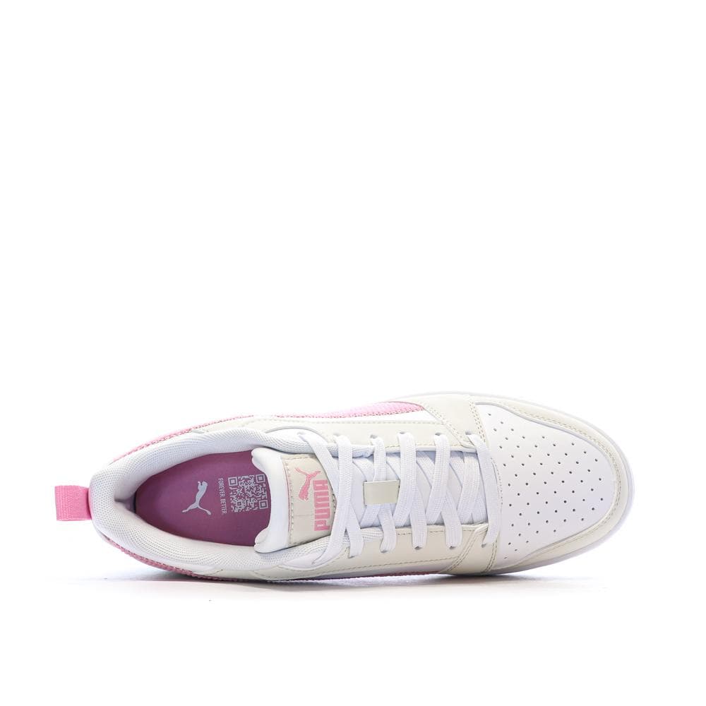 Baskets Ecru/Rose Fille Puma Rebound V6 Lo Cord 4