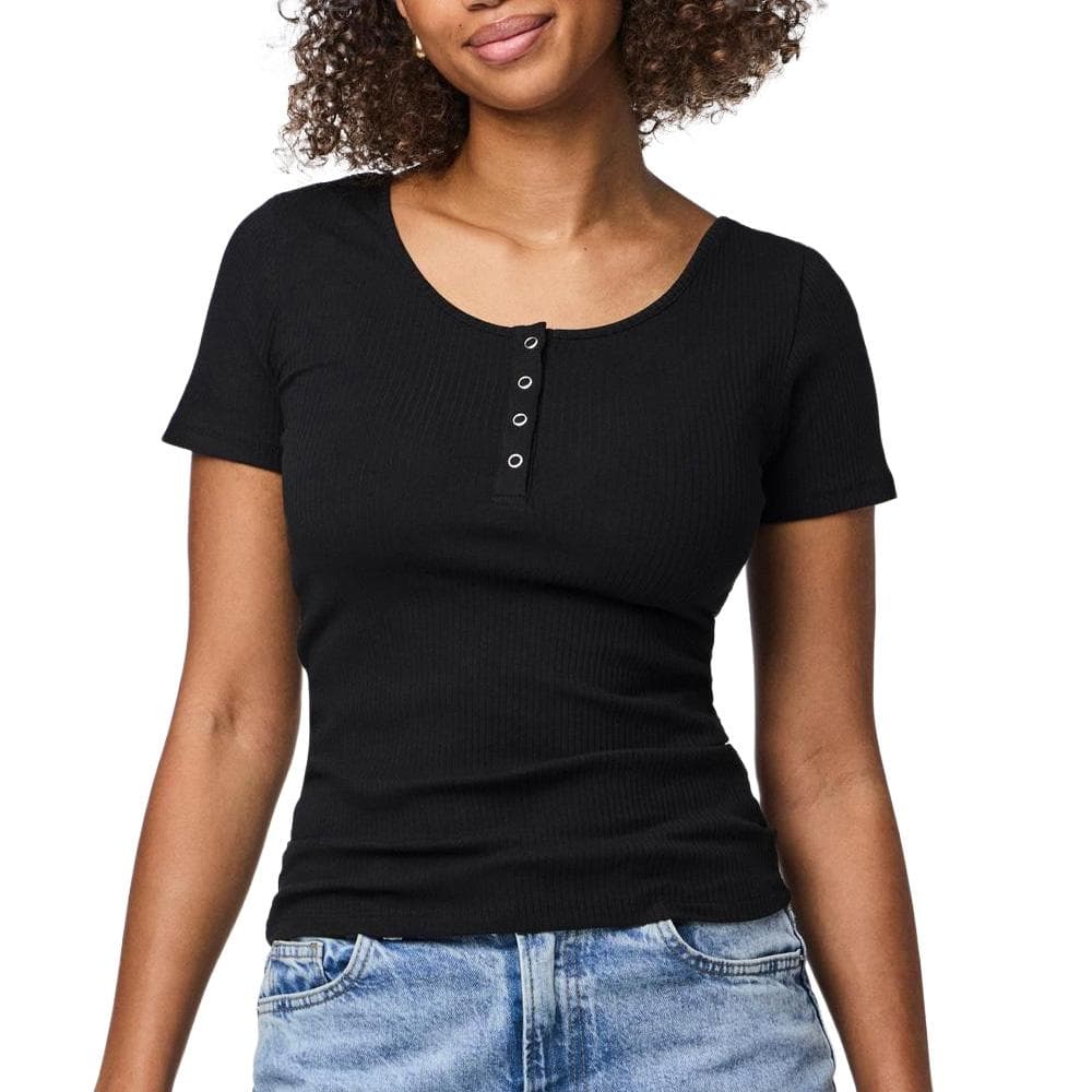 T-Shirt Noir Femme Pieces Pckitte 1