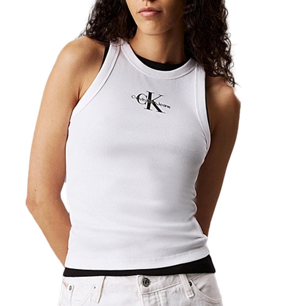 Débardeur Blanc Femme Calvin Klein Jeans Monologo 1