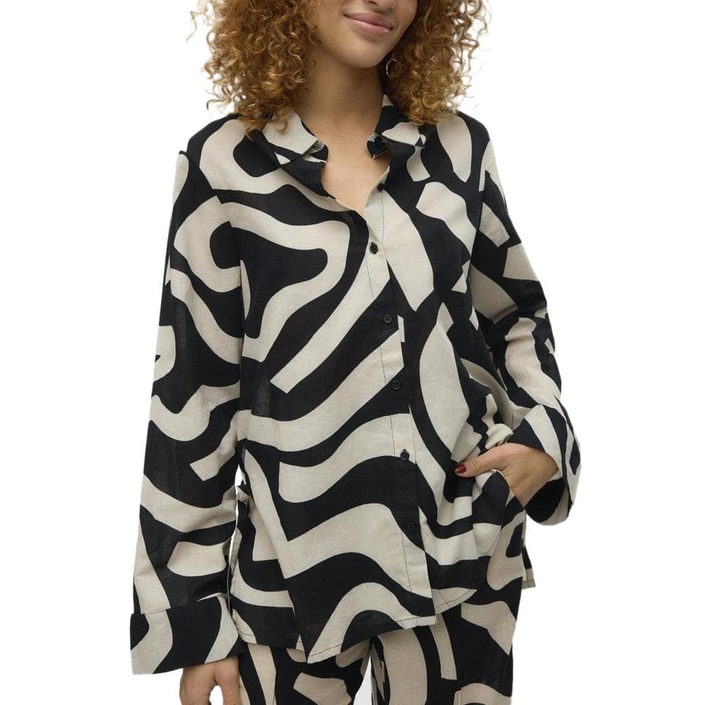 Chemise Noire/Beige Femme Vero Moda Magnete 1