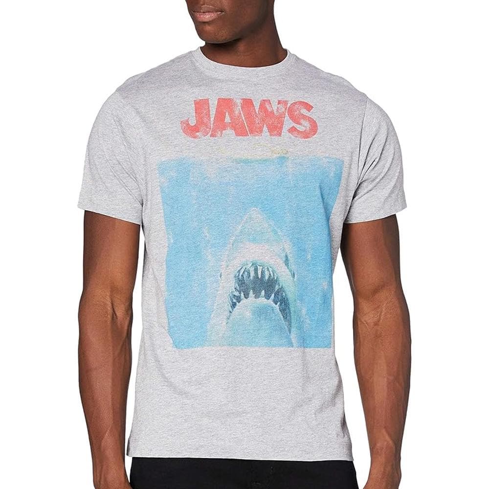 T-Shirt Gris Homme Jaws Movie Poster 1