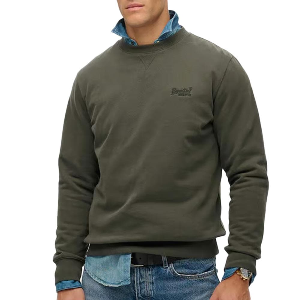 Sweat Kaki Homme Superdry Essential Logo Crew 1
