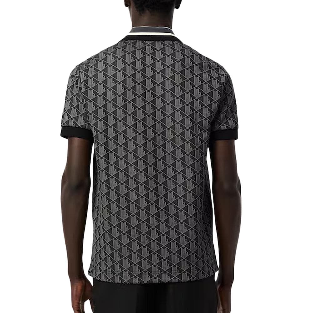 Polo Noir Homme Lacoste Classic Monogram Jacquard 2