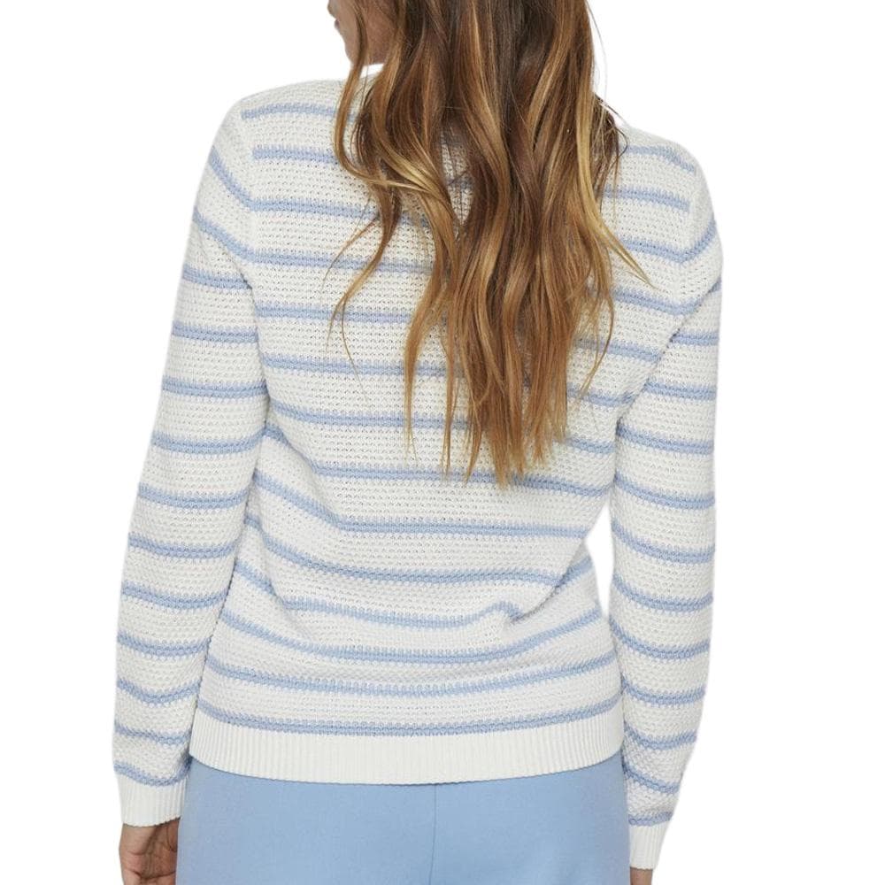 Pull Blanc/Bleu Femme Vila Vidalo Stripe 2