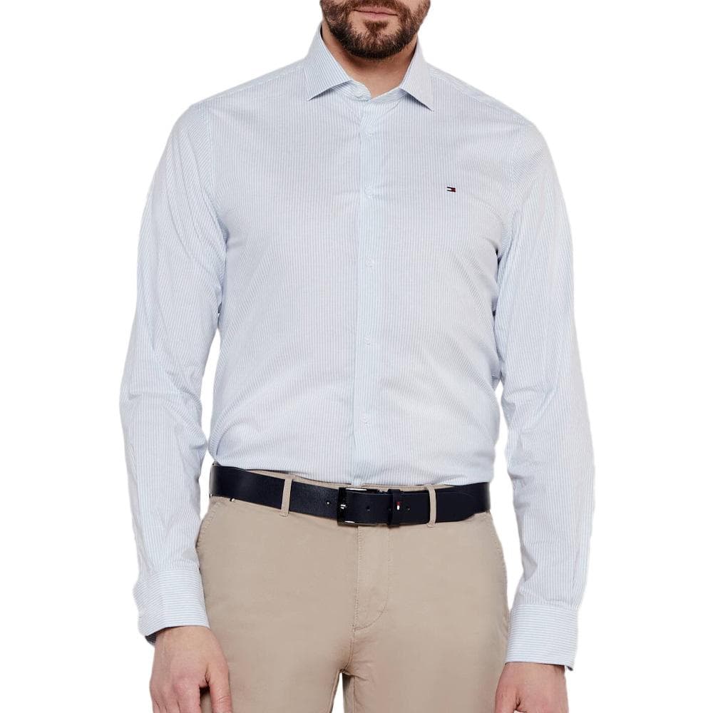 Chemise Blanche/Bleu Homme Tommy Hilfiger Strch Poplin 1