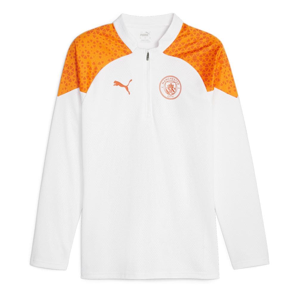 Manchester City Sweat 1/4 Blanc/Orange Homme Puma 2023/2024 1