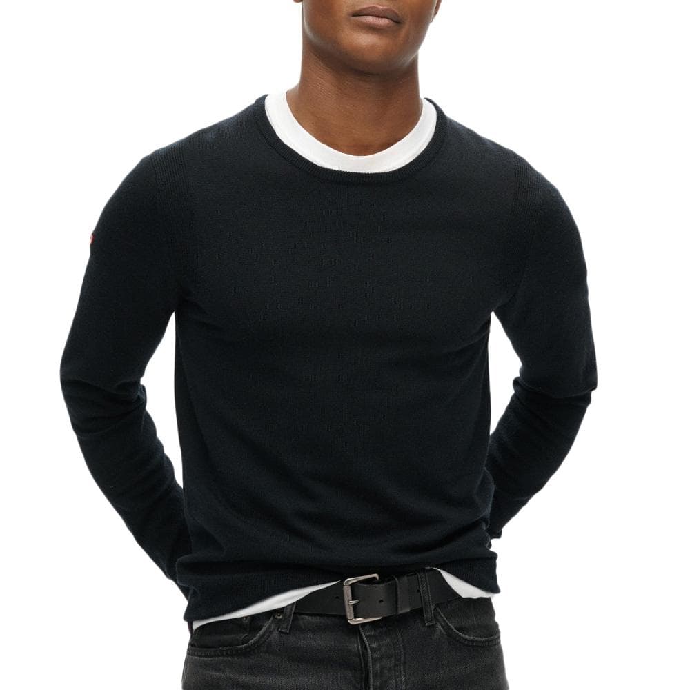 Pull Noir Homme Superdry Merino Crew Jumper 1