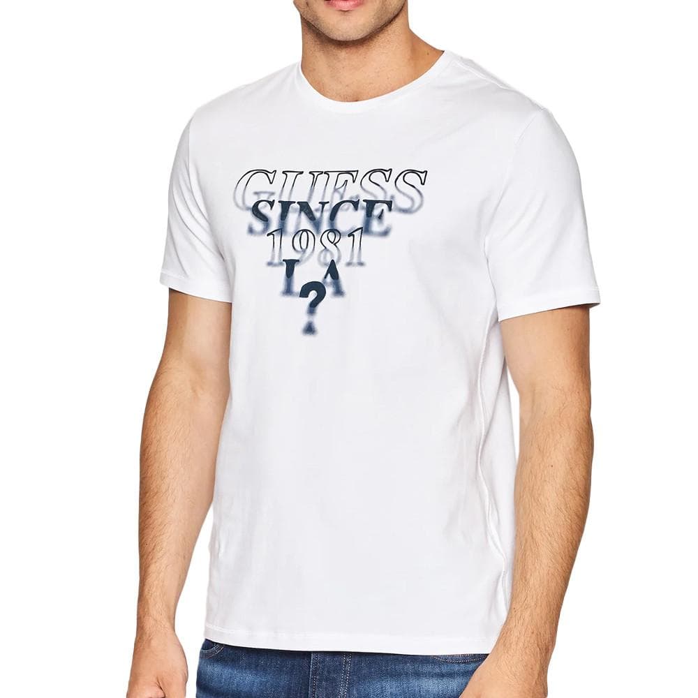 T-shirt Blanc Homme Guess Blurry 1