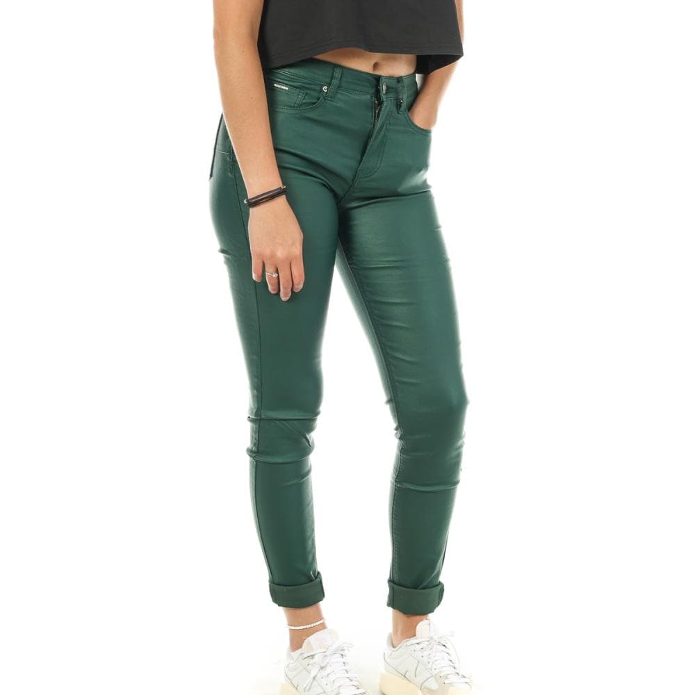 Pantalon skinny enduit Vert Foncé Monday Premium 1