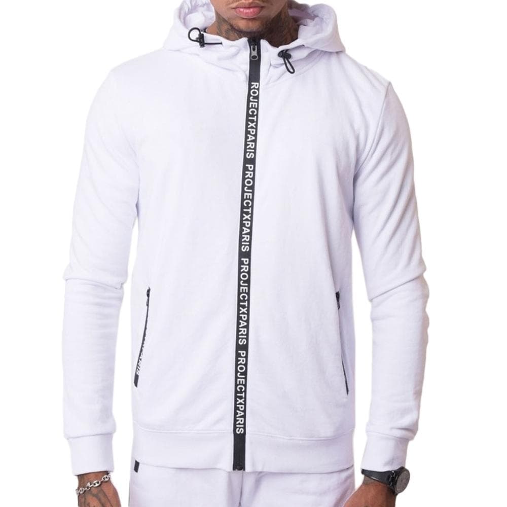 Veste Zippé à Capuche Blanc Homme Project X Paris Basic Zip 1
