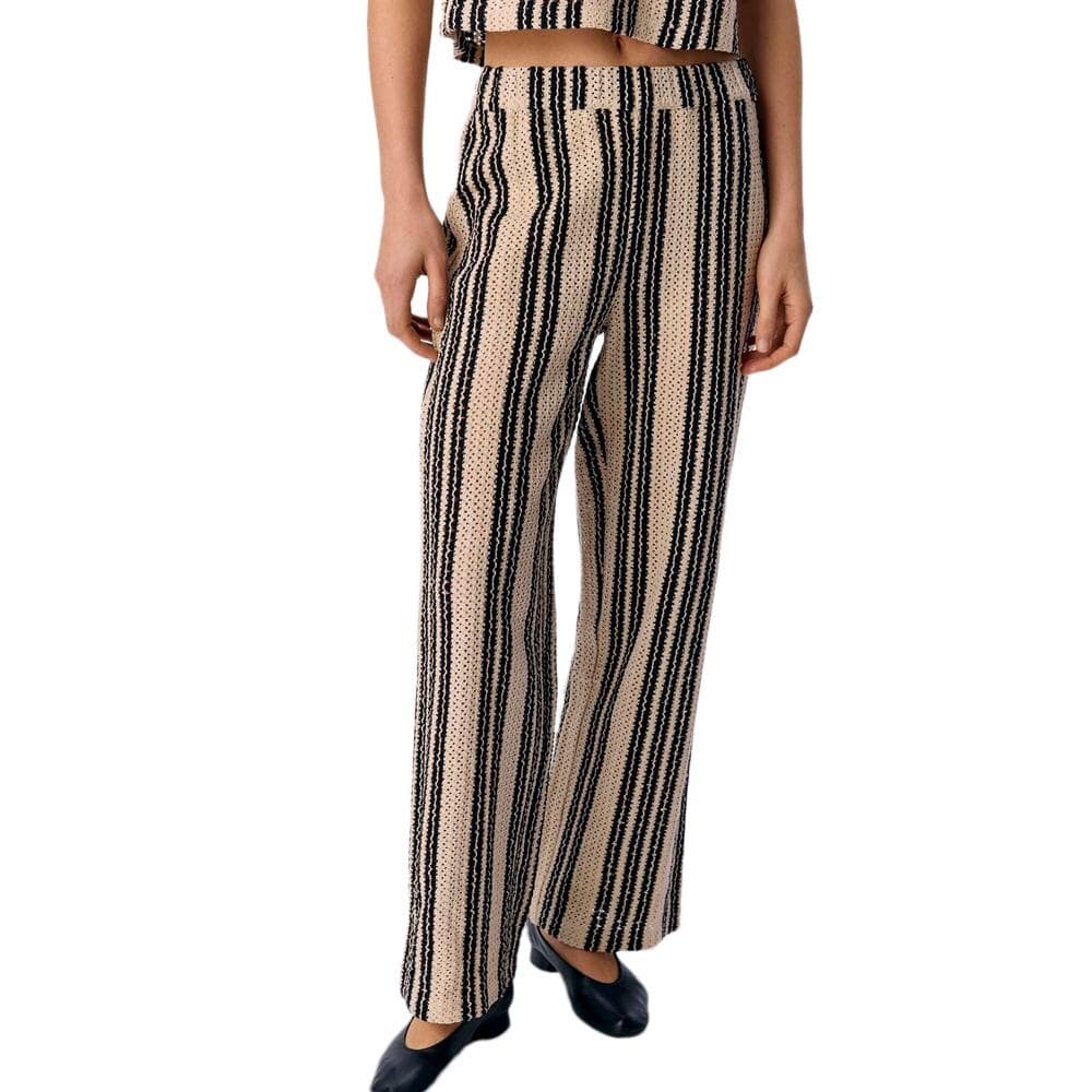 Pantalon Beige/Noir Femme Object Objolaf 1