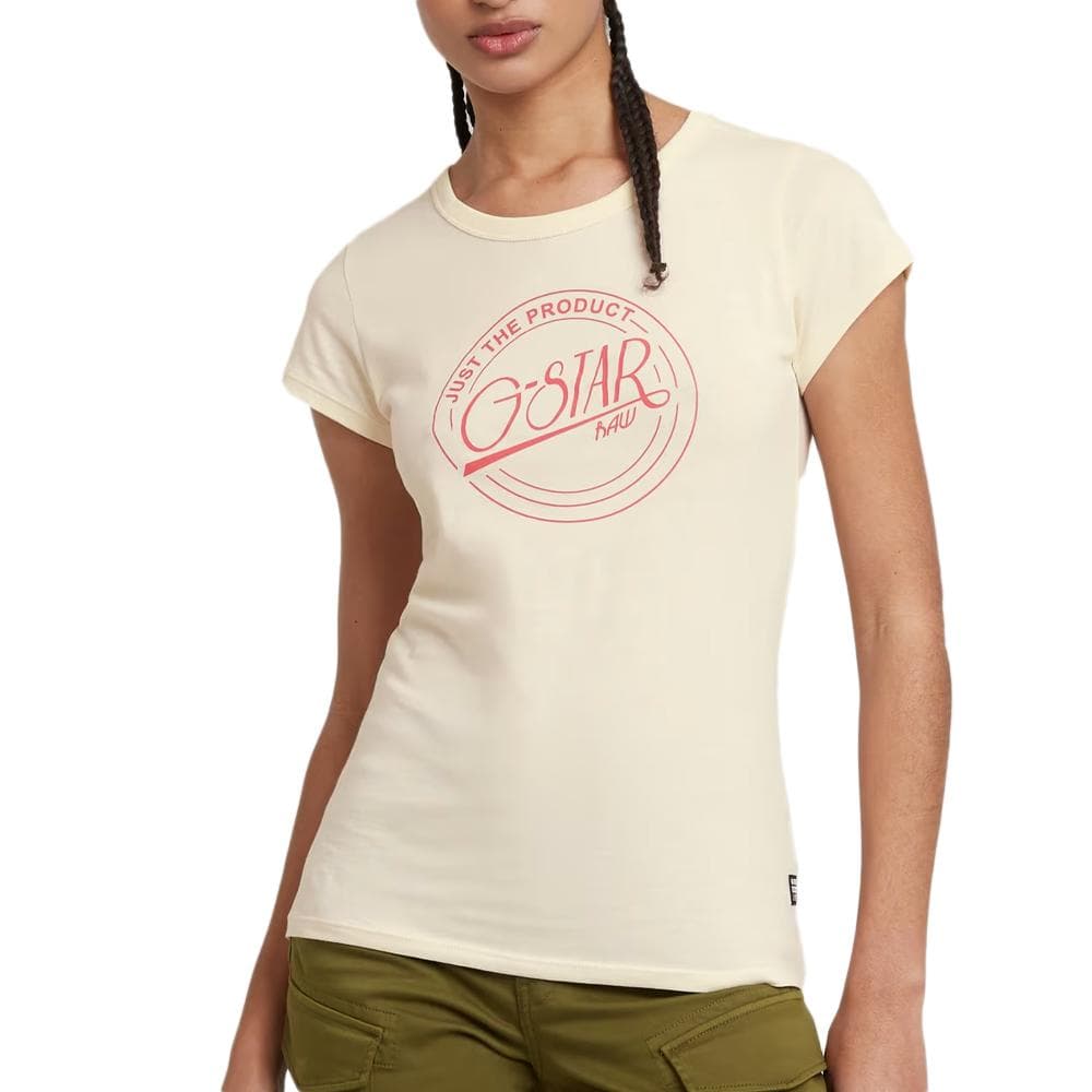 T-shirt Ecru Femme G-Star Raw Large Logo 1