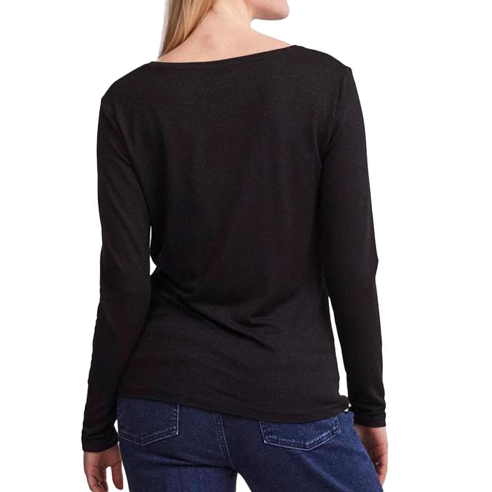 T-Shirt Manches Longues Noir Femme Pieces Billo 2