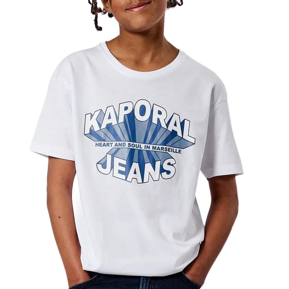T-shirt Blanc/Bleu Garçon Kaporal Ticlass3 Mc 1
