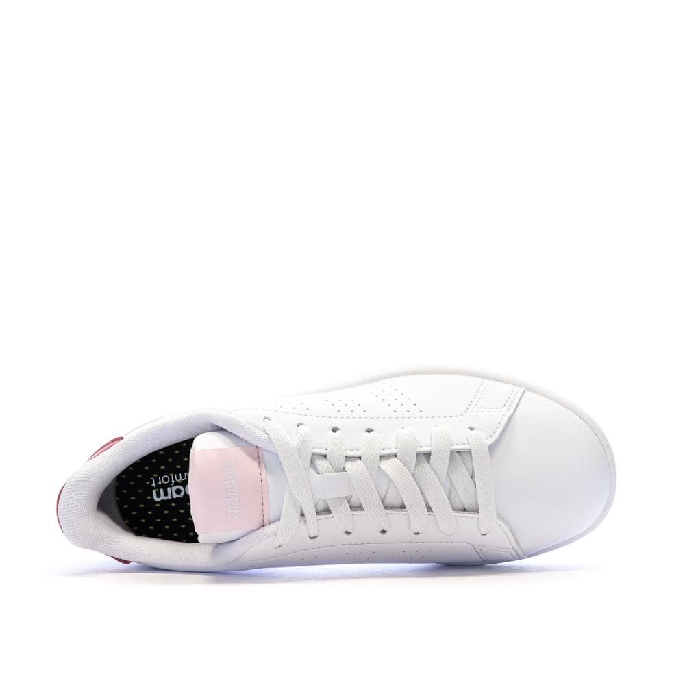 Baskets Blanches/Roses Fille Adidas Advantages 4