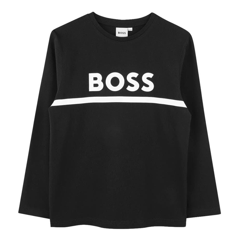 T-Shirt Noir Garçon Hugo Boss J52702 1