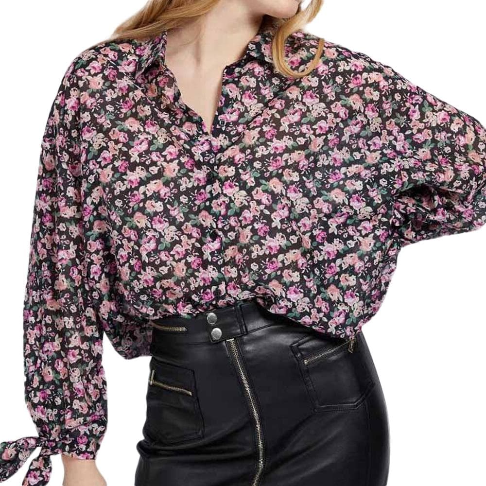Chemise Noire/Rose Femme Guess W1GH0JWCVF0 1