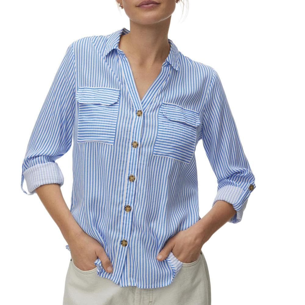 Chemise Bleu moyen/Blanc Femme Vero Moda Bumpy 1