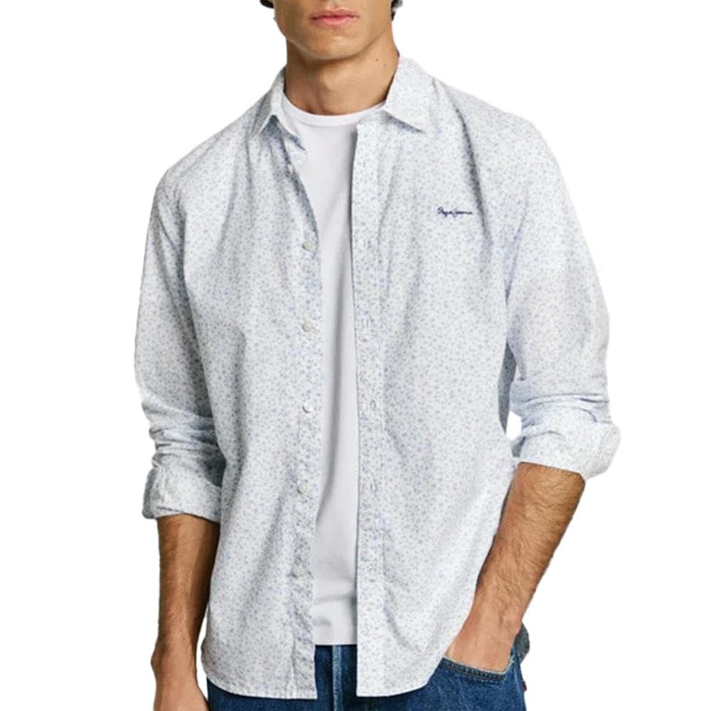 Chemise Blanc/Bleu Homme Pepe jeans Anson 1