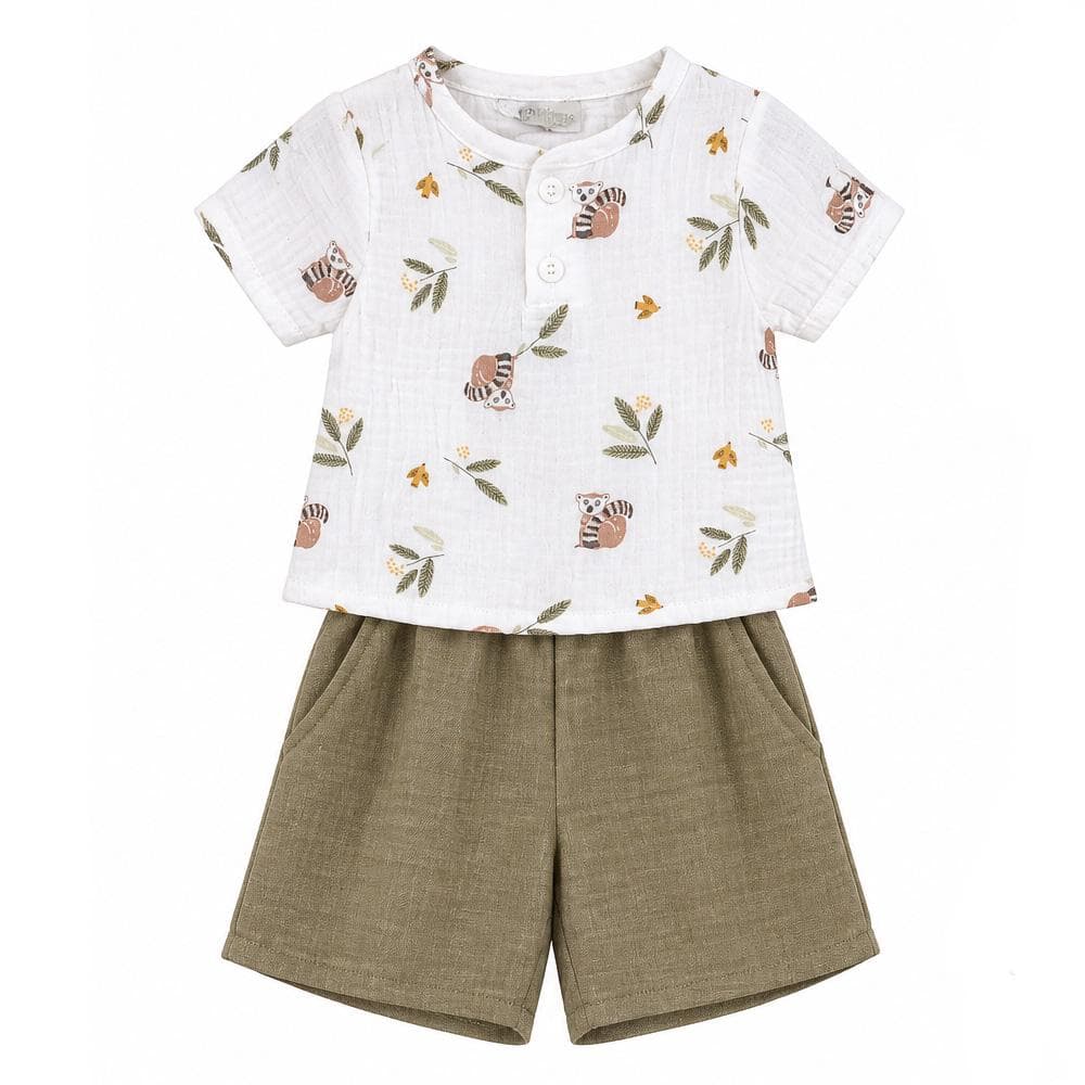 Ensemble Blanc/Kaki Bébé P'tit Mome Paolo 1