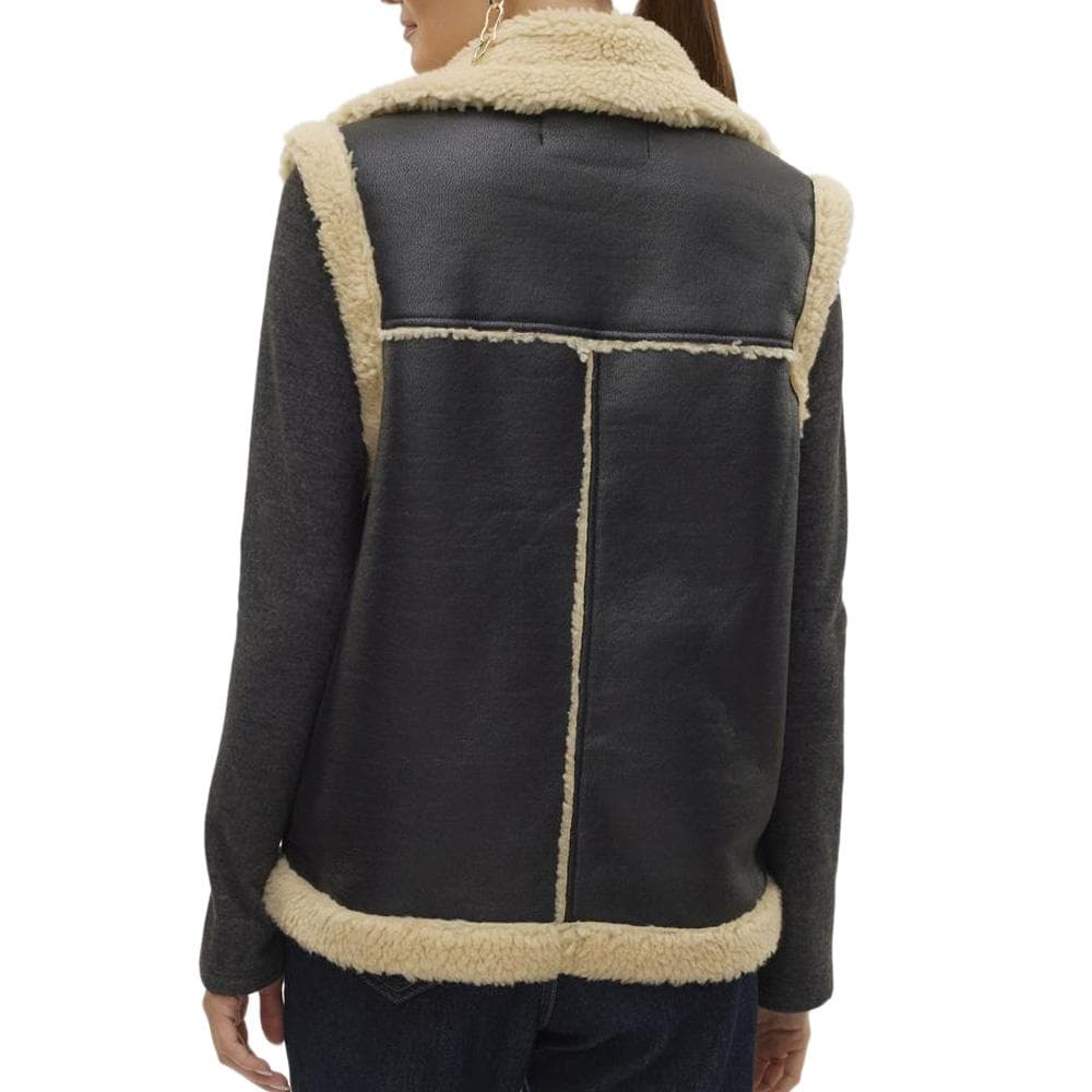 Veste Sans Manches Noir/Écru Femme Vero Moda Waistcoat 2