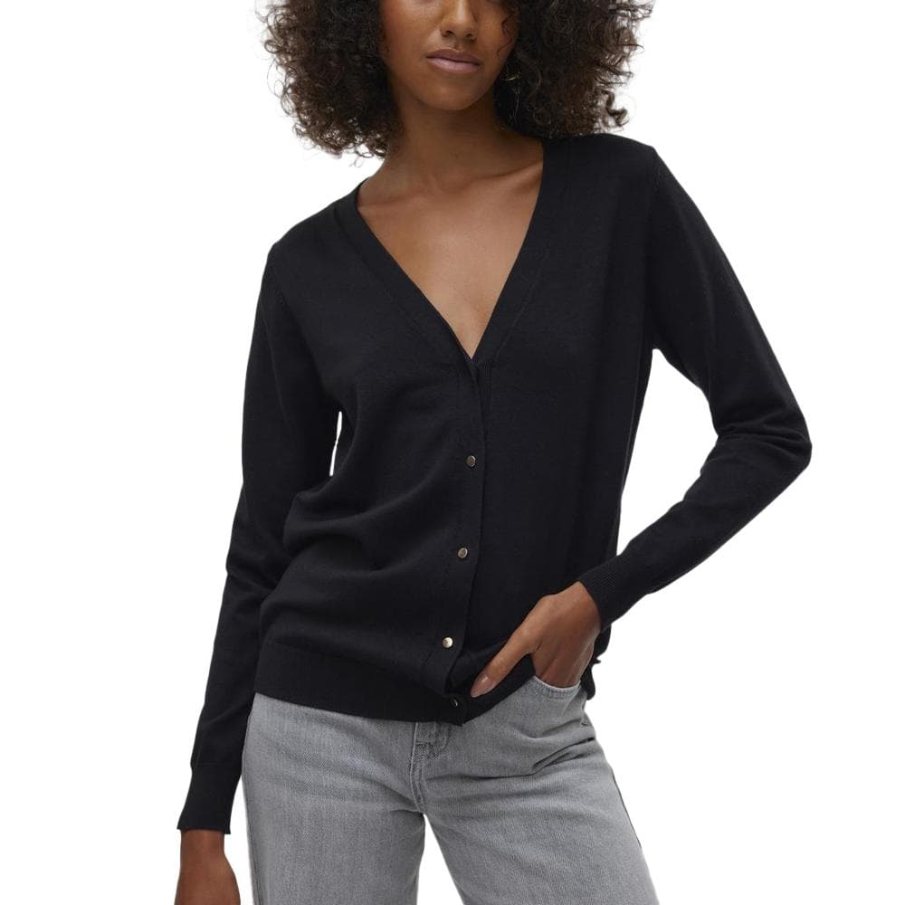 Gilet Noir Femme Vero Moda Silje V-neck Cardigan Moonbeam 1