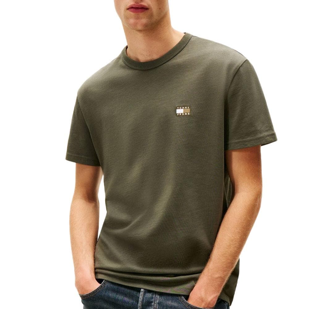T-shirt Kaki Homme Tommy Jeans Reg Badge DM0DM20322 1