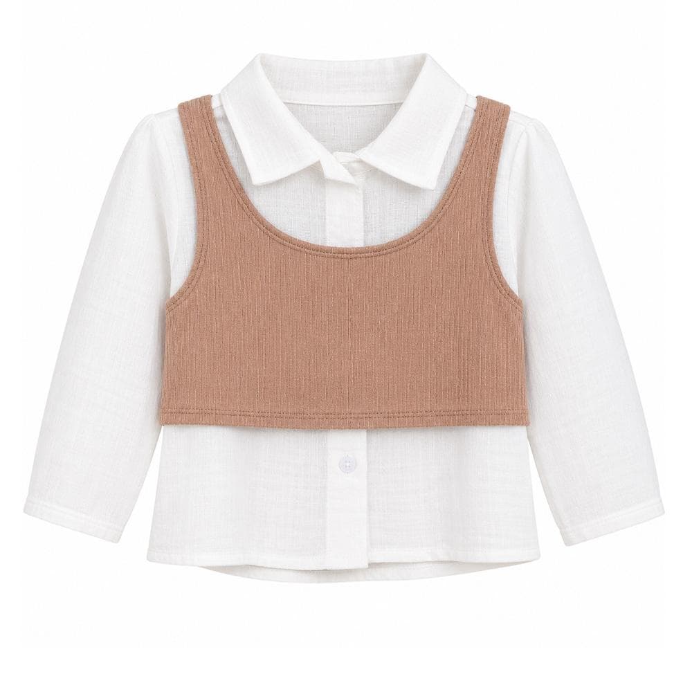 Blouse Blanc/Beige Bébé Fille P'tit Mome Pauline 1