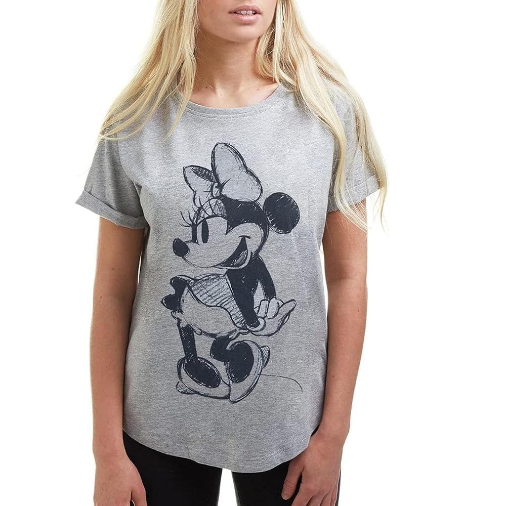 T-Shirt Gris Femme Disney Minnie Sketch 1