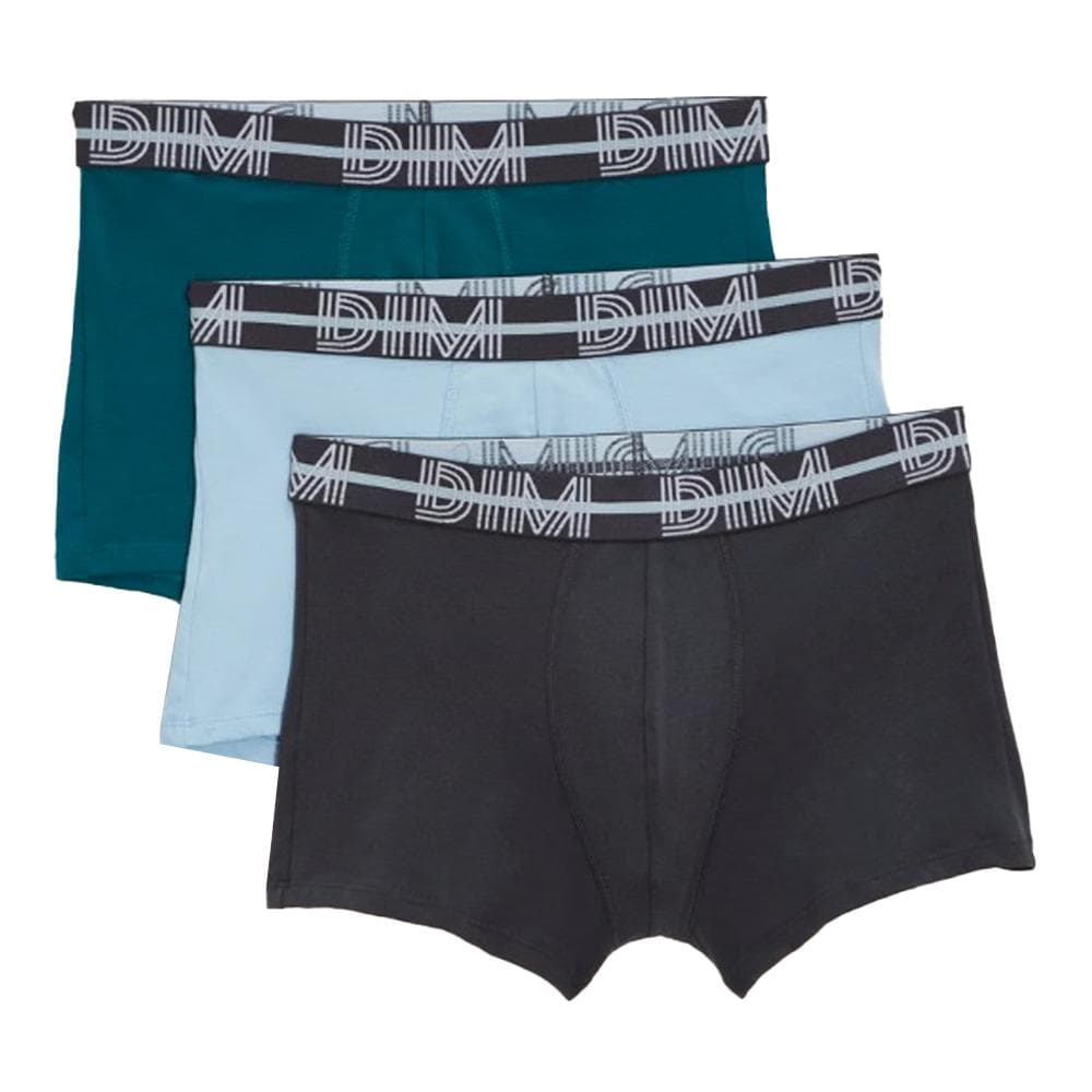 3x Boxers Gris/Bleu/Vert Homme Dim D01QU 1