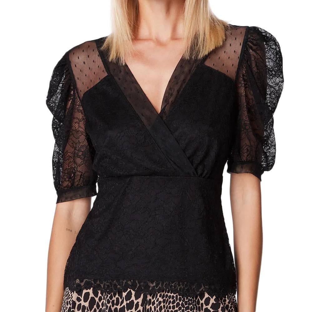 T-shirt Noir Dentelle Femme Morgan Drink 1
