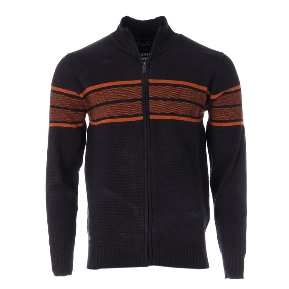 Pull Zippé Marine/Orange Homme RMS26 60936 1