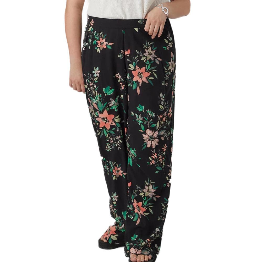 Pantalon Noir à fleurs Femme Vero Moda Curve Easy Hw Wide 1