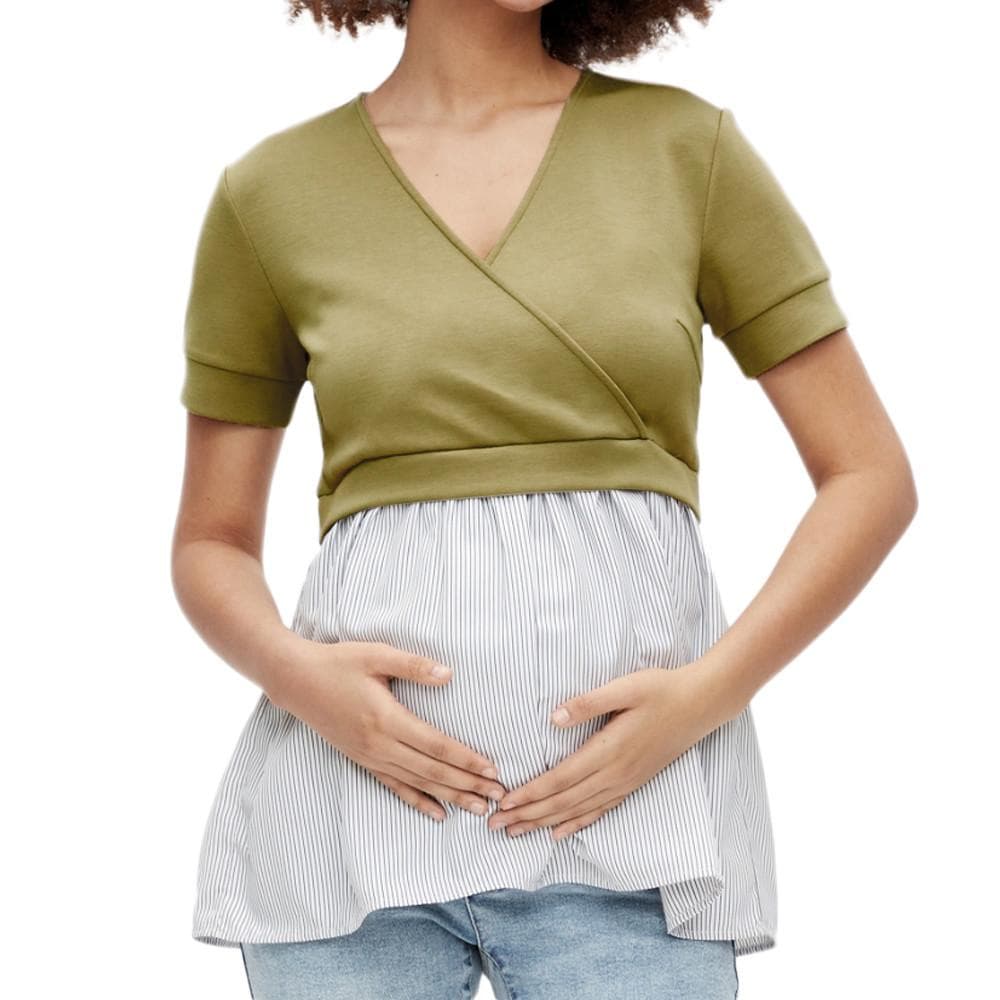 Blouse de grossesse et allaitement Kaki Femme Mamalicious Jennifer 1