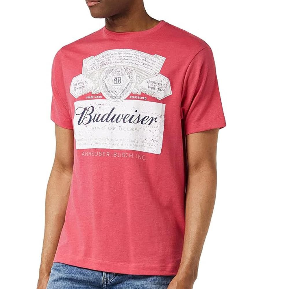 T-Shirt Rouge Homme Budweiser Label 1