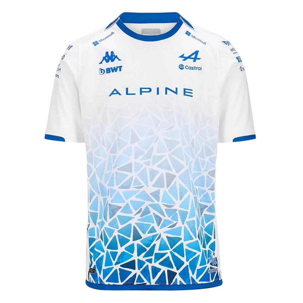 Barcelona Maillot Blanc/Bleu Garçon Kappa Kombat 2024 Alpine F1 1