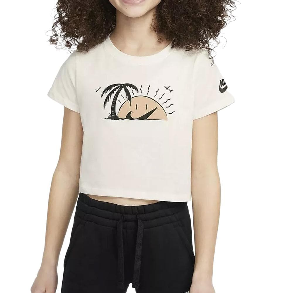 T-shirt Blanc Fille Nike Swoosh 1