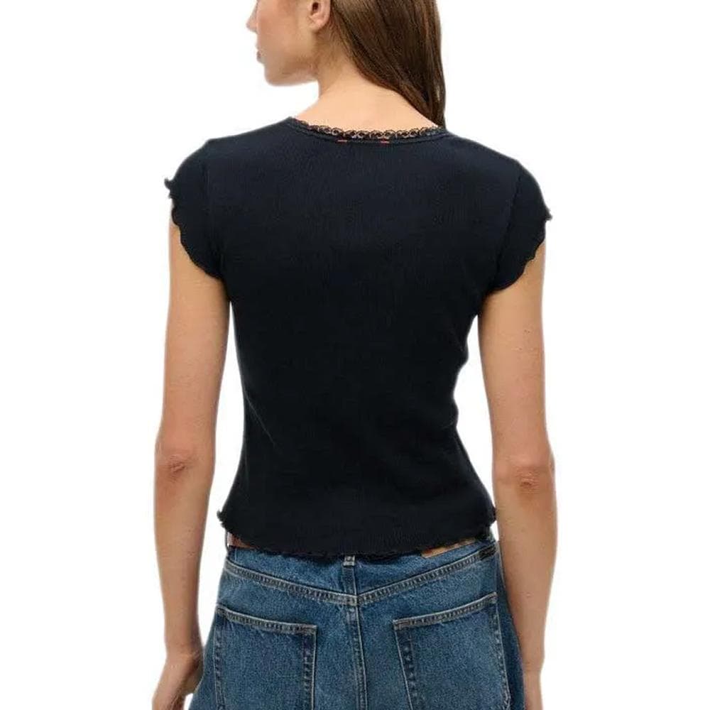 T-Shirt Noir Femme Superdry Essential Square 2
