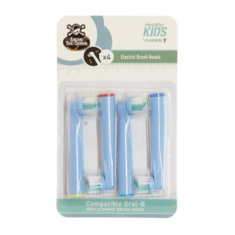 x4 Brossettes de Rechange Rotative Prodental Healthy Kids Logan The Shark 1