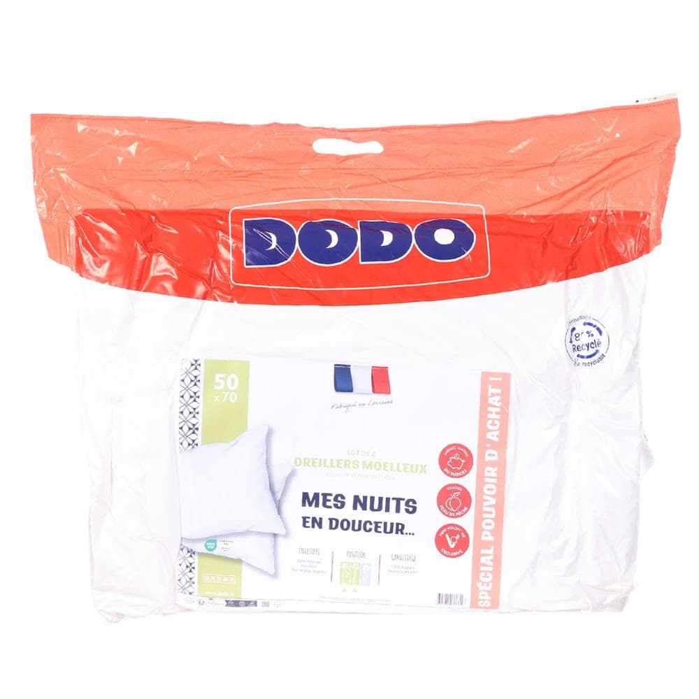 X2 Oreillers Blanc Dodo Nuit En Douceur 50x70 1